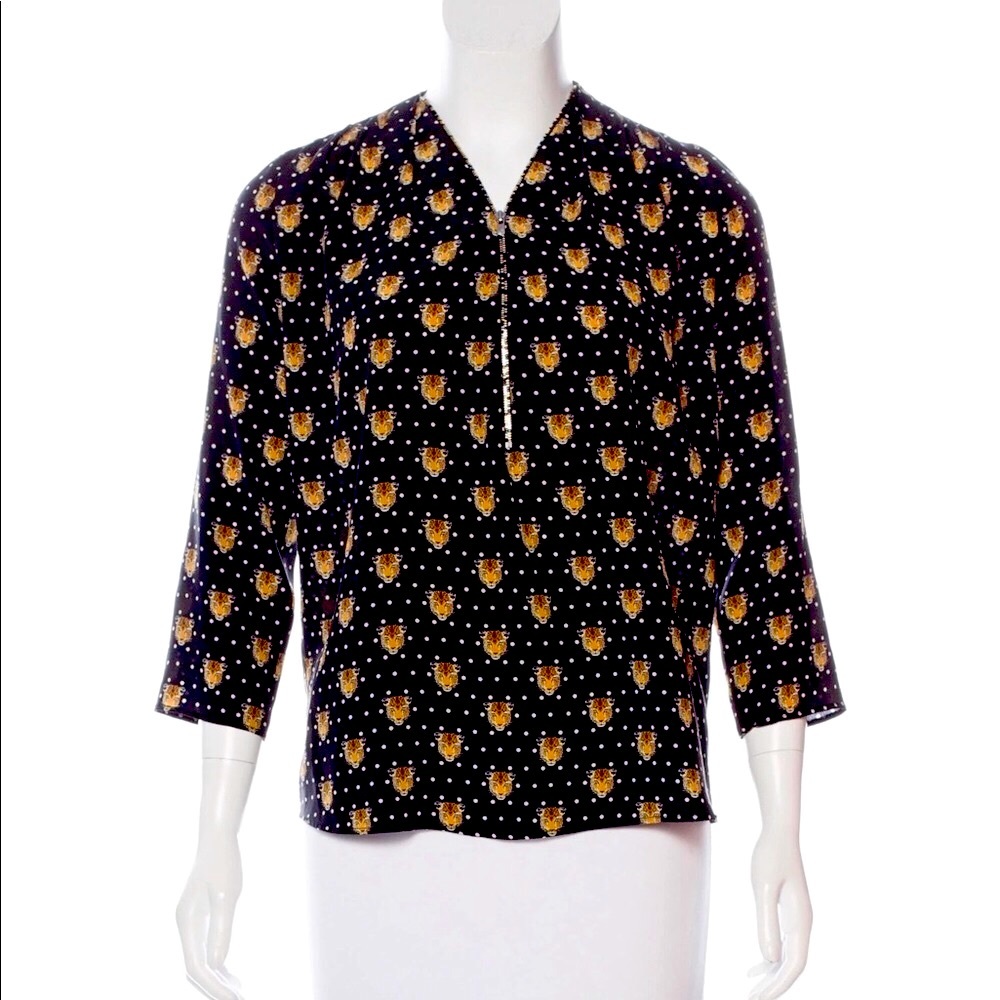 Sandro Black and Gold Tiger Patterned Top
